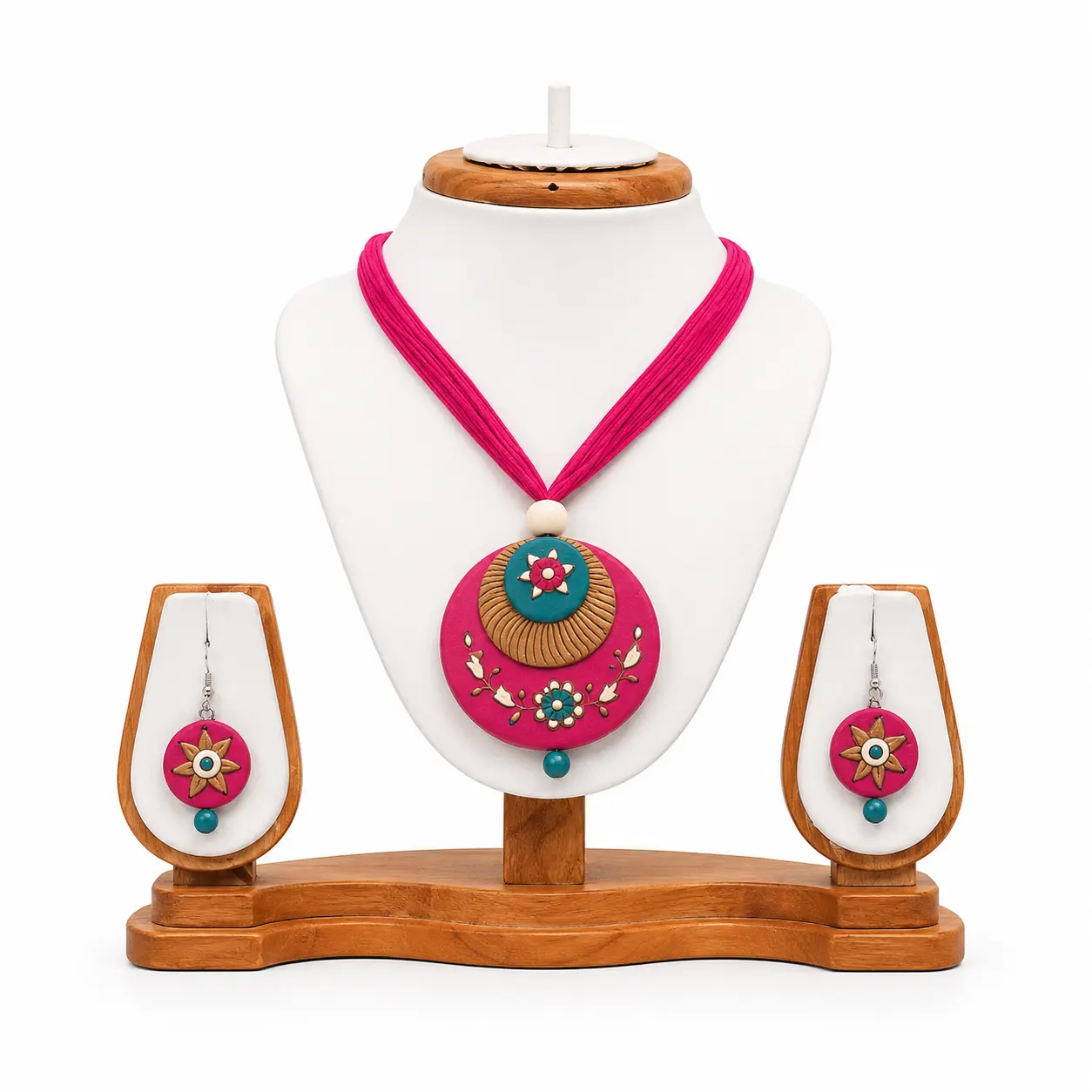 Clay art necklace set | clay jewelry set |terracotta clay necklace