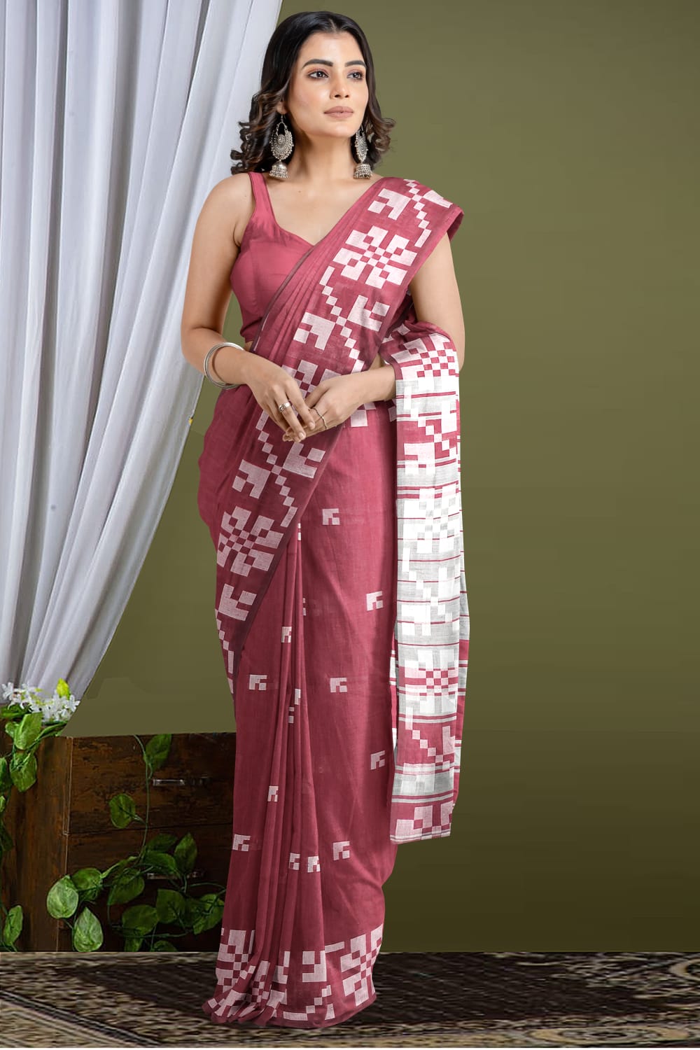 Pure Cotton Silk Madhubani Print saree . ( length- 6.3 meter ) – fab-persona