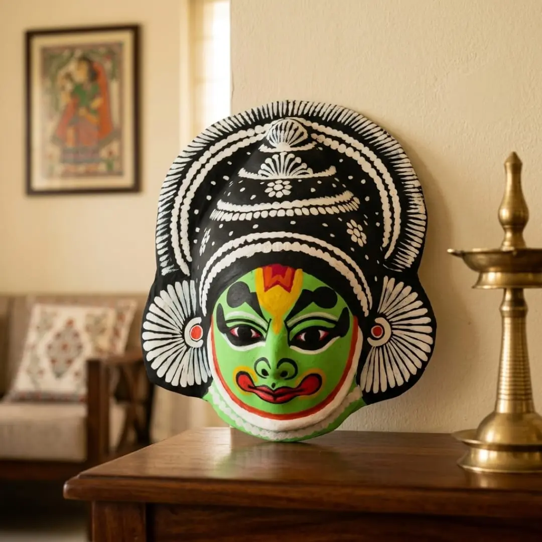 Handcrafted Kathakali Décor | Traditional Indian Masks | Kerala Handicrafts | Indian Art Décor | Kathakali Wall Art | Handmade Cultural Masks | Decorative Masks India | Unique Home Décor Items