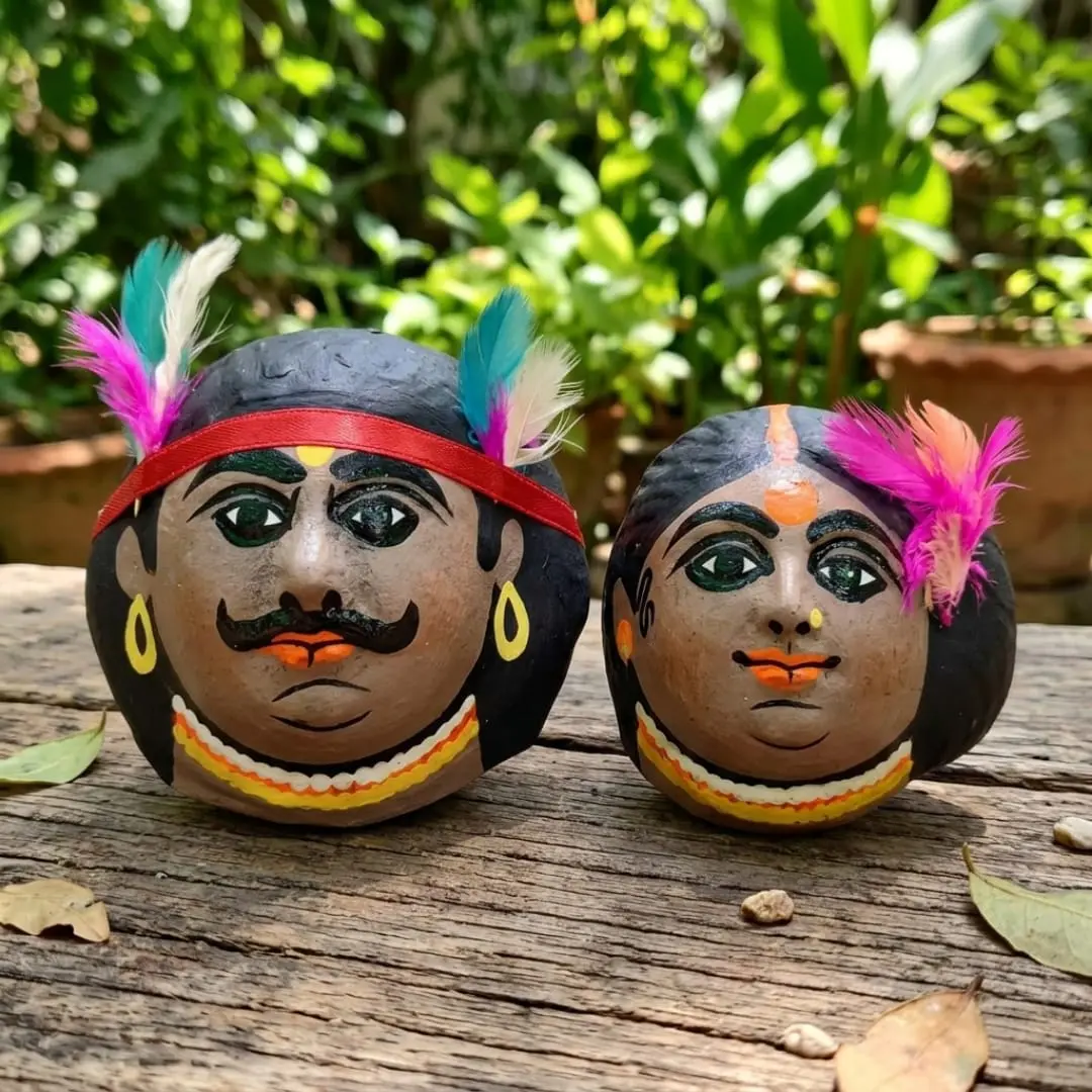 Tribal Couple Chhau Mask | Wall Hanging Showpiece | Decorative Wall Art | Gamira Dance Mask | Tribal Home Decor | Chhau Mask Wall Decor | Cultural Art Wall Hanging