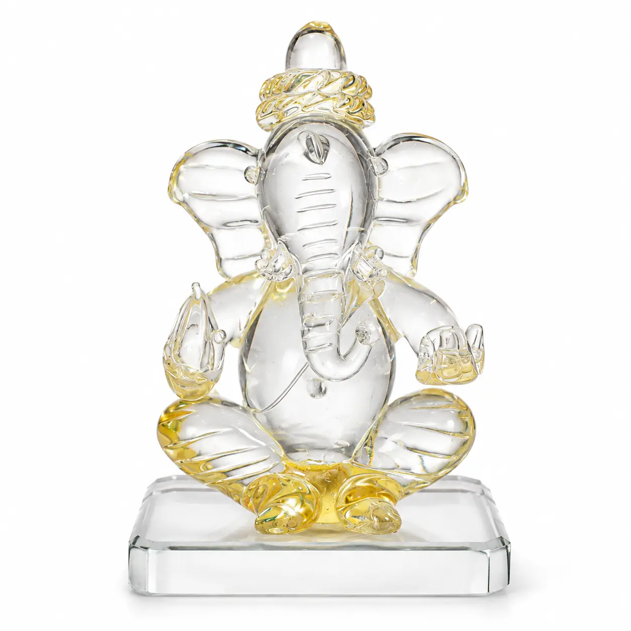 Crystal Glass Ganesh | Crystal Glass Showpiece | Glass Ball Showpiece  | Ganesh Showpiece | Lord Ganesha Statue | Divine Home Decor | Spiritual Decor | Crystal Ganesh Idol