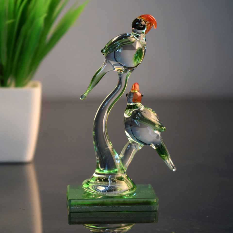 Art Glass Bird Award  Murano Art Glass Parrot Bird Figurine
