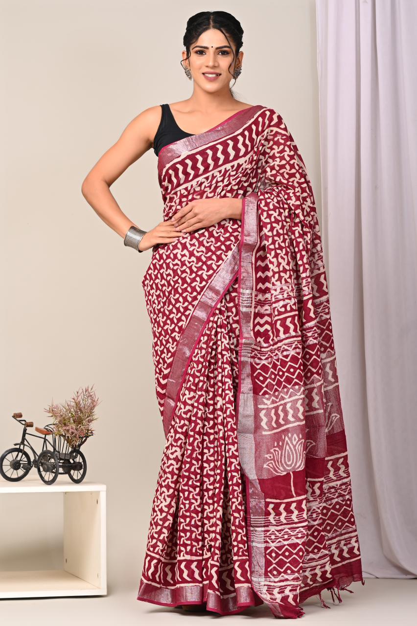 Buy Brown Digital Printed Linen Saree online-Karagiri – Karagiri Global