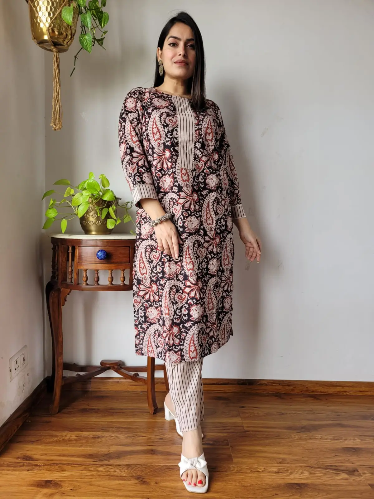 Block Printed Stitched Cotton Kurtis with Pant Jeans Wear Kurti Kurti Pant Set with Dupatta