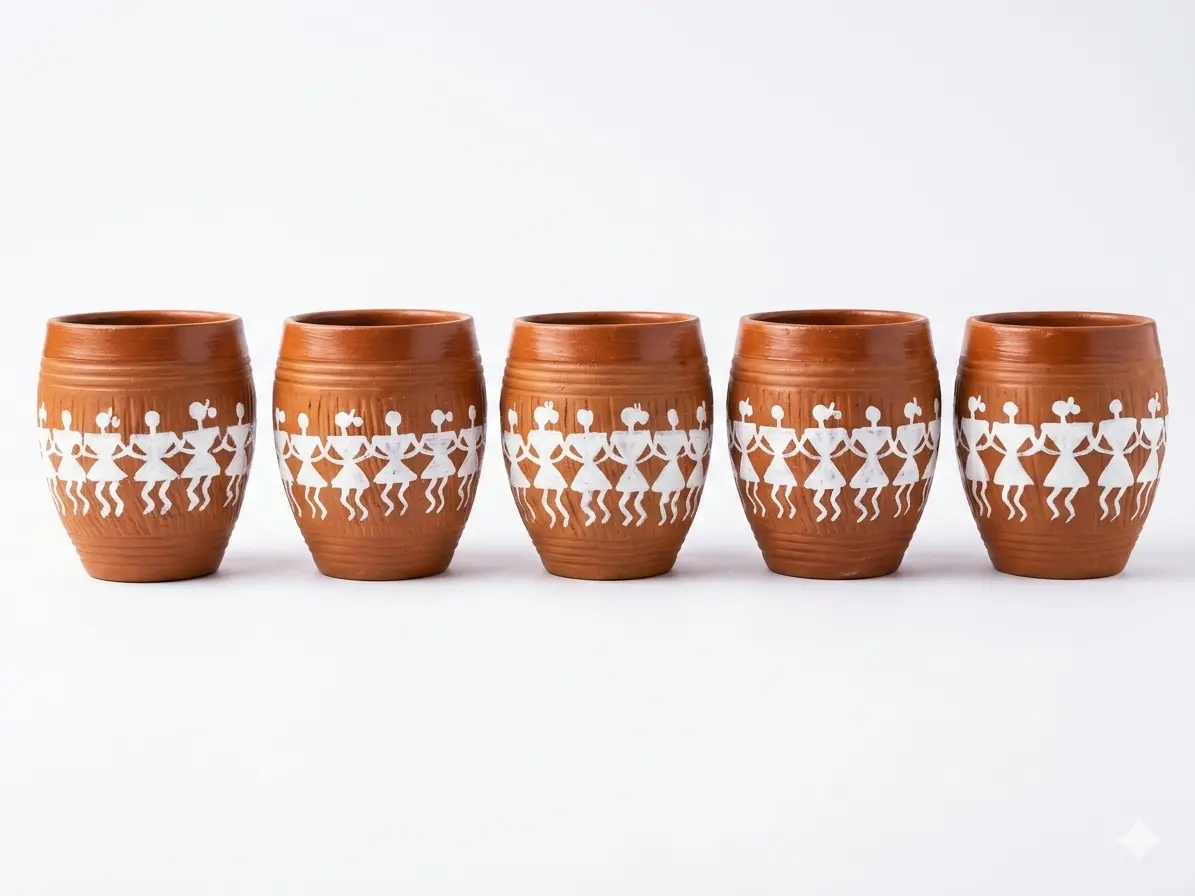 Terracotta cup for home and kitchen | hand made clay cup | hand printed clay cup for kitchen | indian terracotta cup