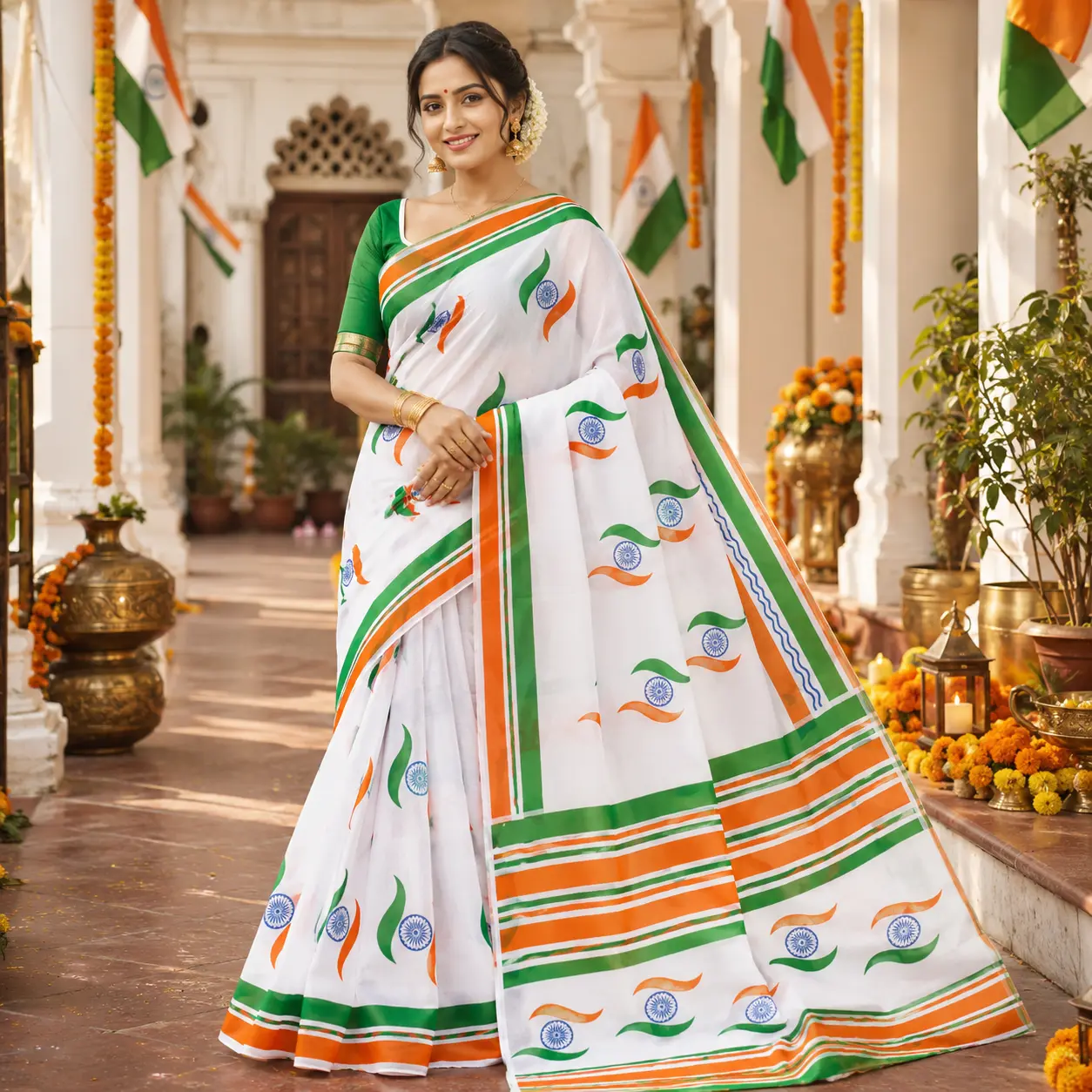 Handloom Cotton Tricolor Saree | Indian Flag Theme Saree | Republic Day Special Ethnic Wear for Women | 