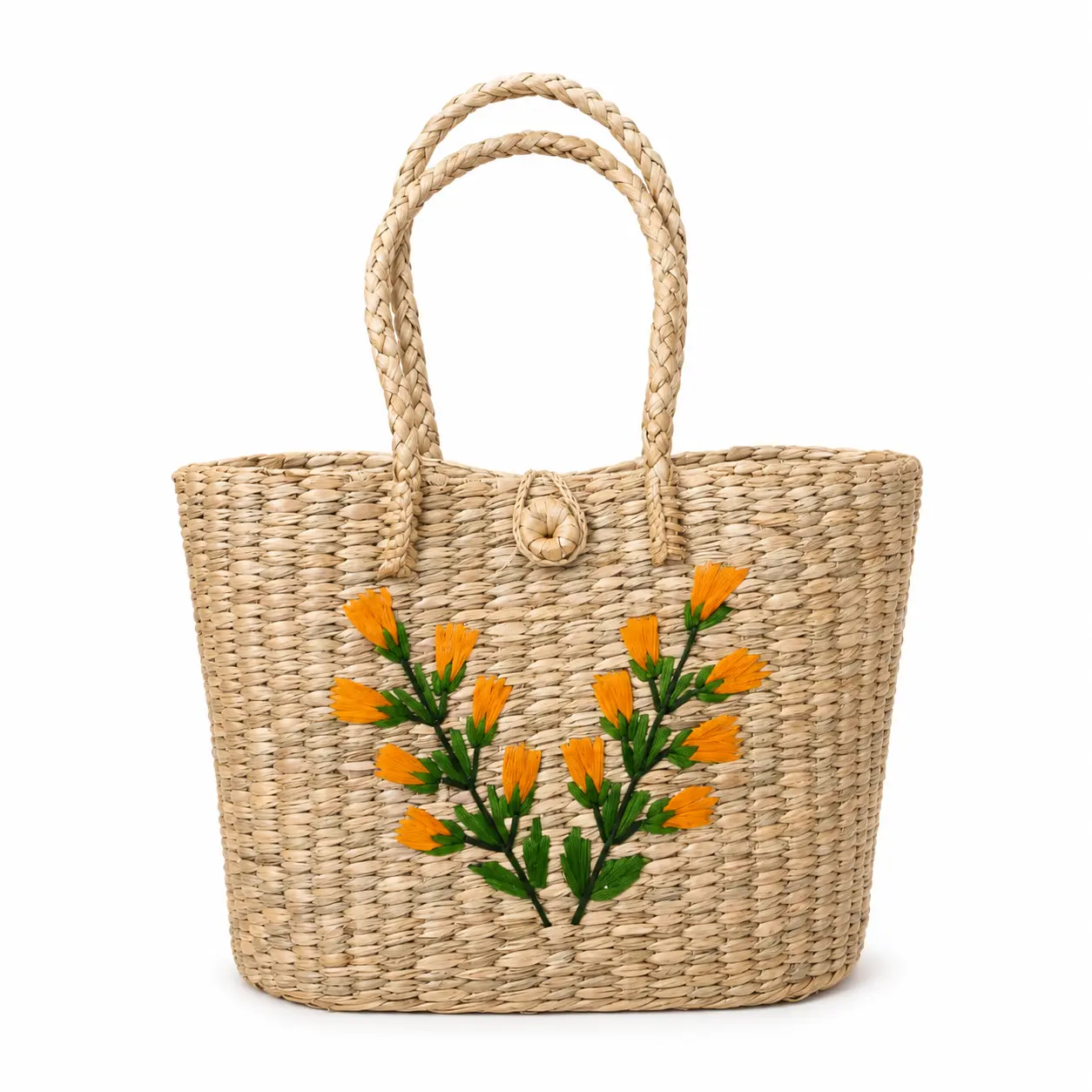Manipur Handicrafts | Eco-friendly Handbag | Artisanal Floral Clutch | Tote Bag for Women | Handmade Floral Embroidered Water Hyacinth Bag from Manipur | handmade woven bag for summer fashion | 