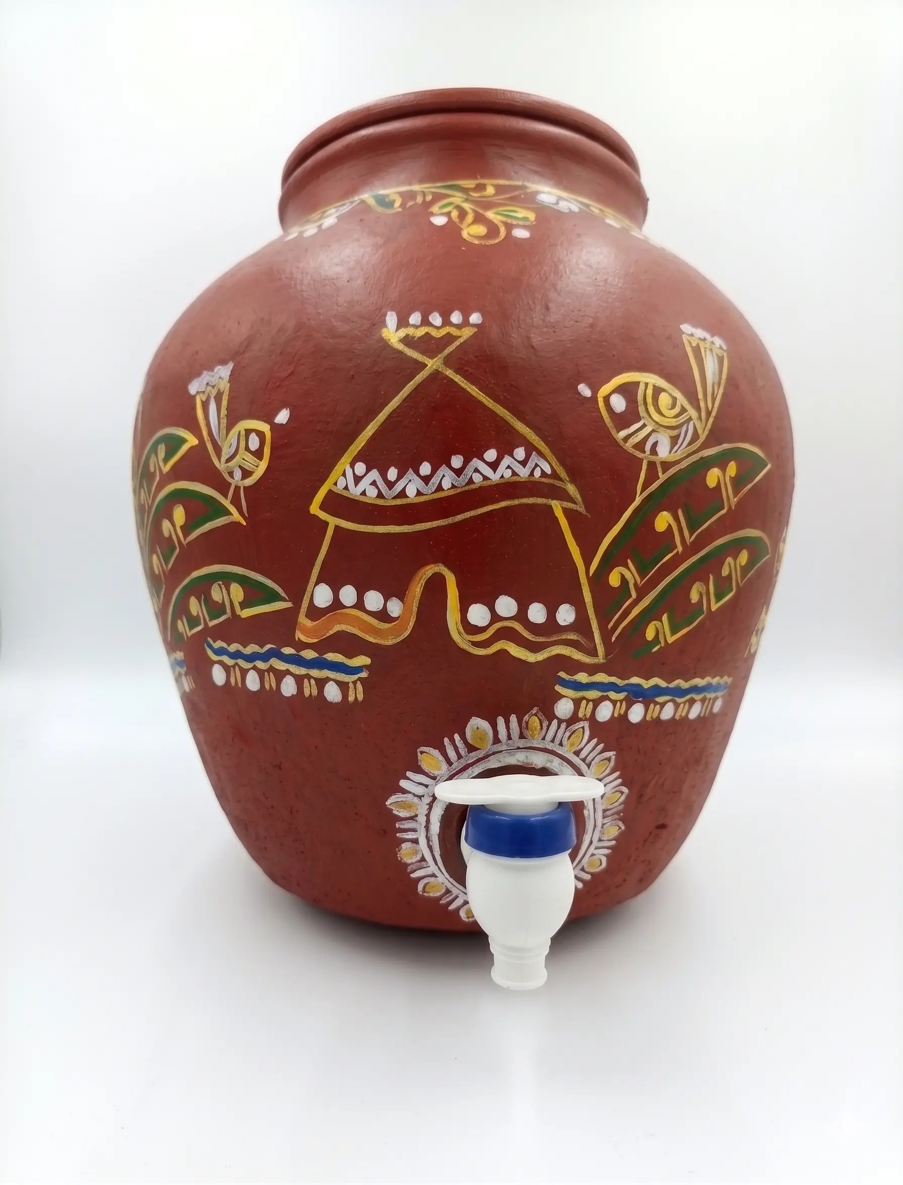 clay water pot | matka | terracotta water pot with tap | handmade terracotta matka | eco friendly clay water storage pot |  