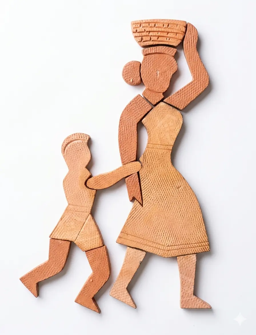 Home furniture | Home decor | Terracotta Wall Art | Authentic Clay Art for Wall |Mother and Child Clay Sculpture | 