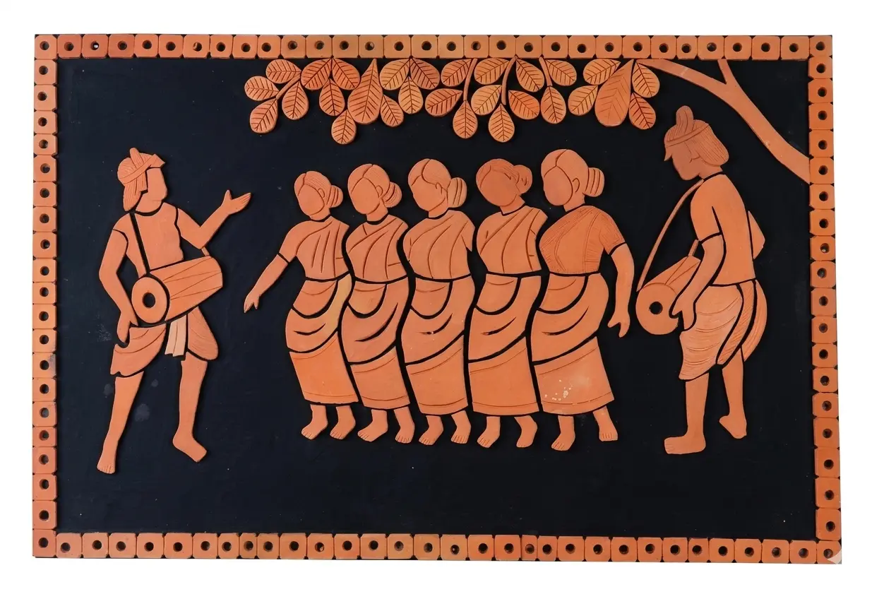Terracotta Wall Hanging | Home decor |Bengali Folk Art Decor | Traditional Santali dance terracotta wall decor | 