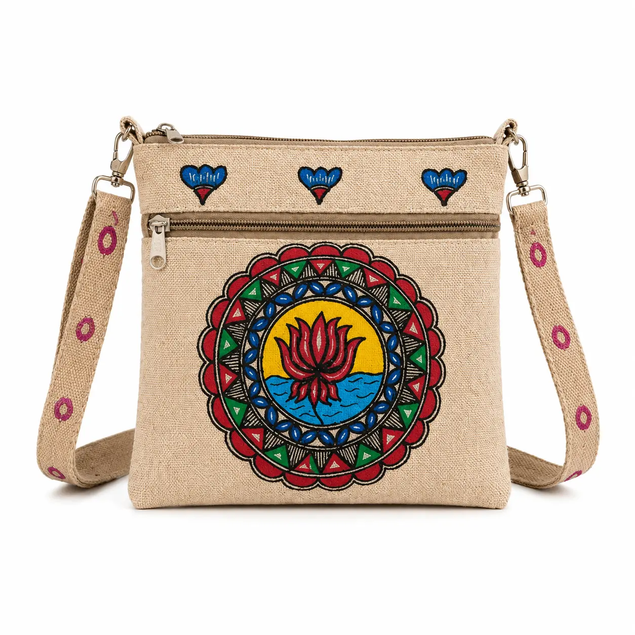 Madhubani art | Handmade sling bag for women | Handmade ladies side bag | Traditional art sling bag | eco friendly handmade ladies bag | 