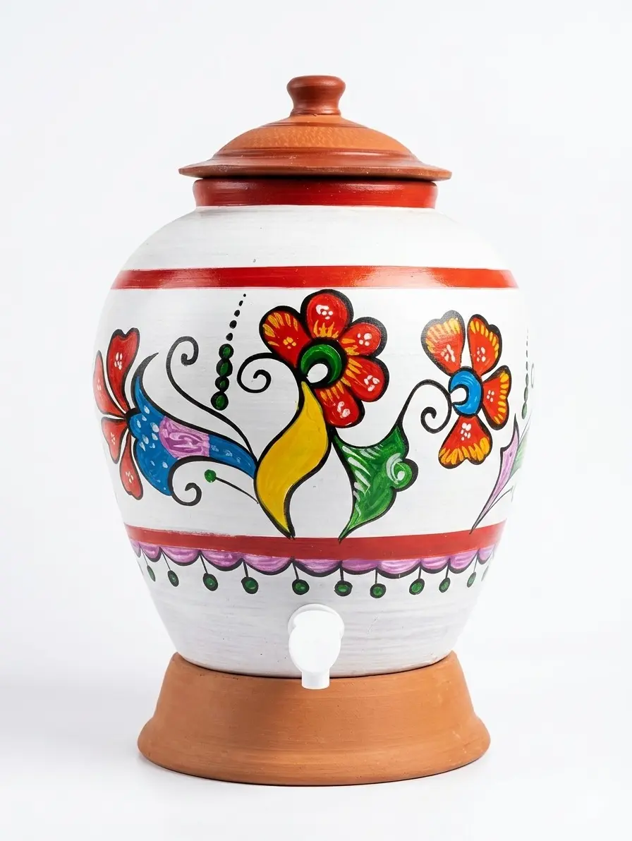 Clay water pot | Terracotta Water Pot with Tap | Clay Matka for Drinking Water |Natural Clay Matka with Tap for Cool Drinking Water | 