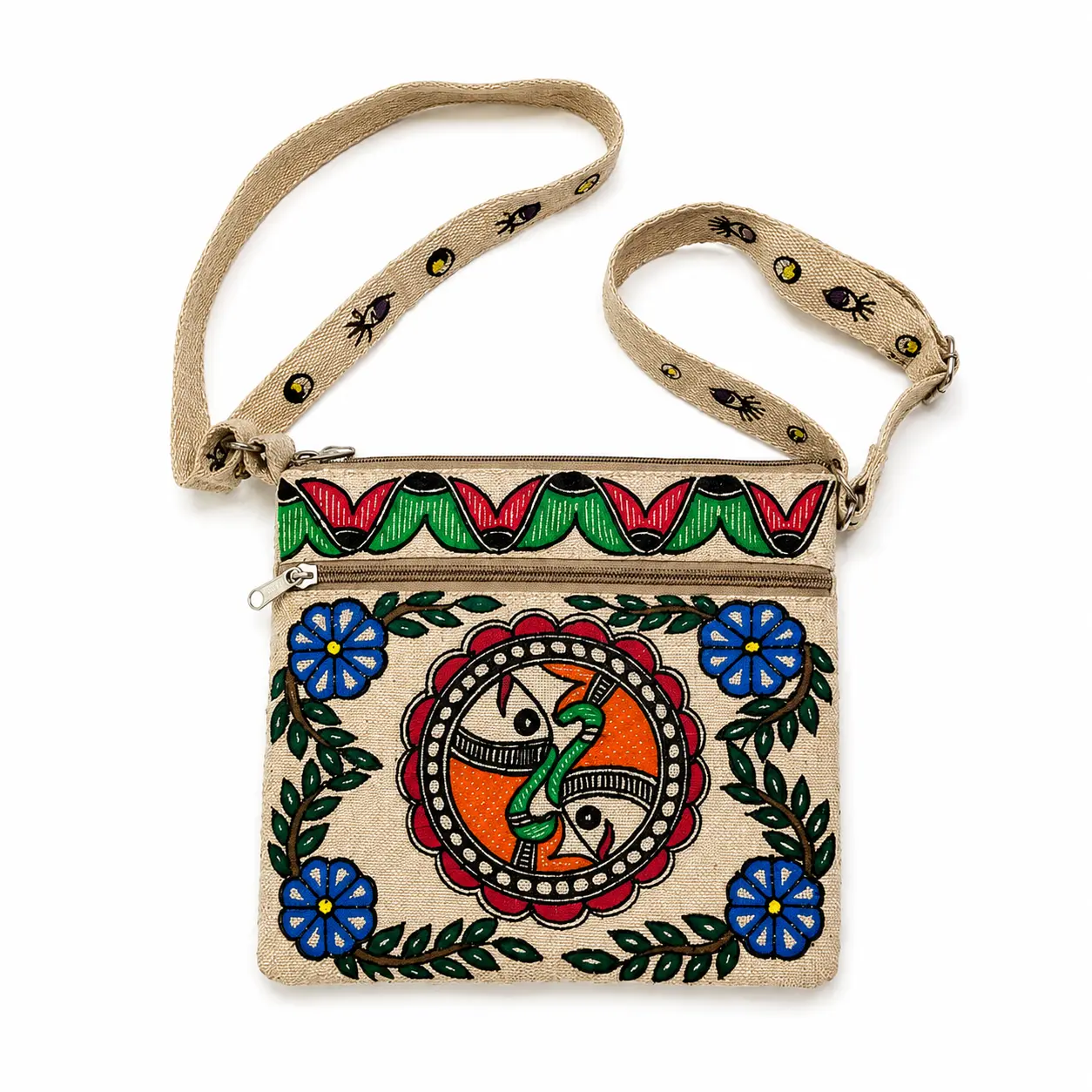 Sling bag | Crossbody bag for ladies | Madhubani sling bag online | Handmade Madhubani Art Sling Bag for Women|Side bags for women|