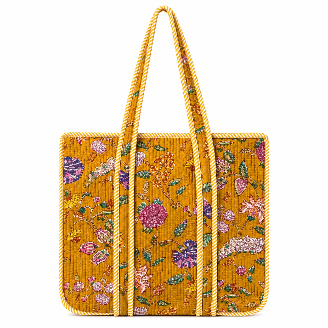 Hand Block Printed Tote Bag for Women | Quilted Fabric Bag|Shopping Tote Bag|