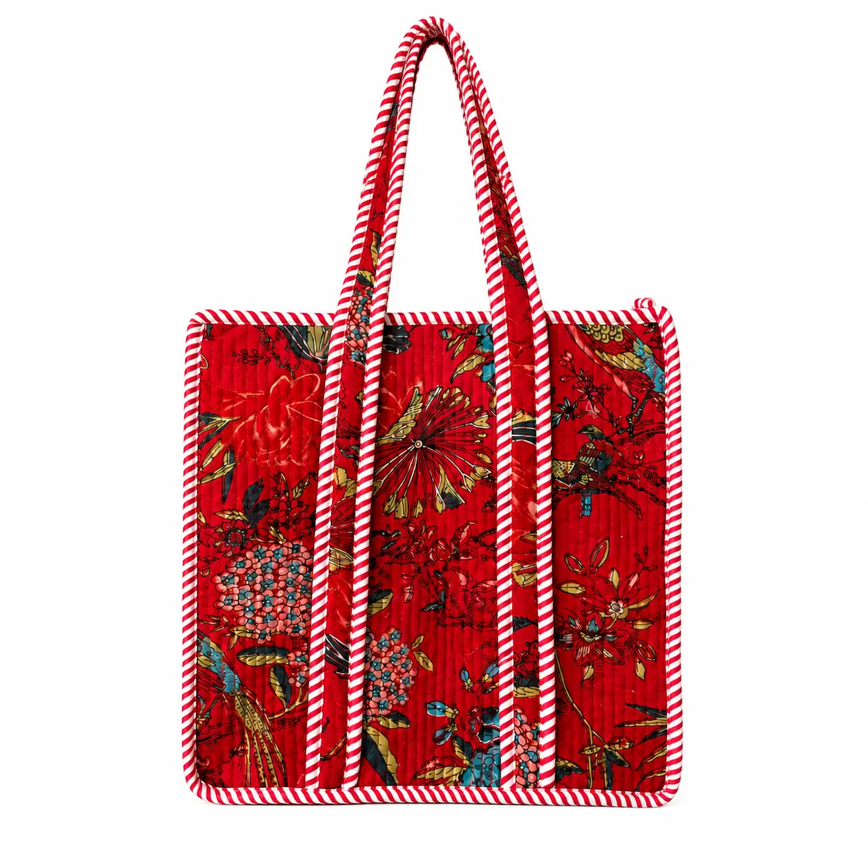 Red Hand Block Printed Quilted Tote Bag for Women | Heavy Quilting Fabric | Handmade Bag for women| 