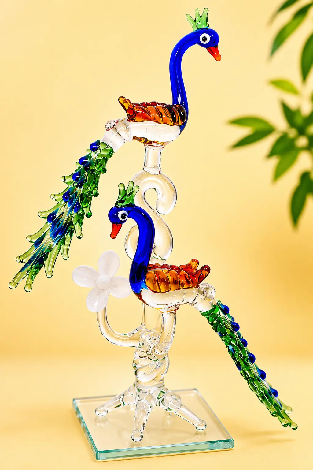 Home decor items|Glass Showpiece| Living Room Decor| Buy Peacock Showpiece Online|