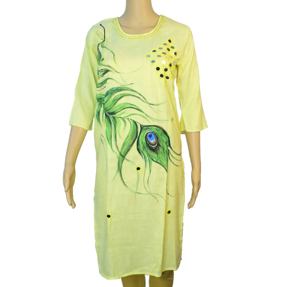 Creative Fabric Painting on Kurti Painted Kurti Designs Hand Painted Kurtis Online